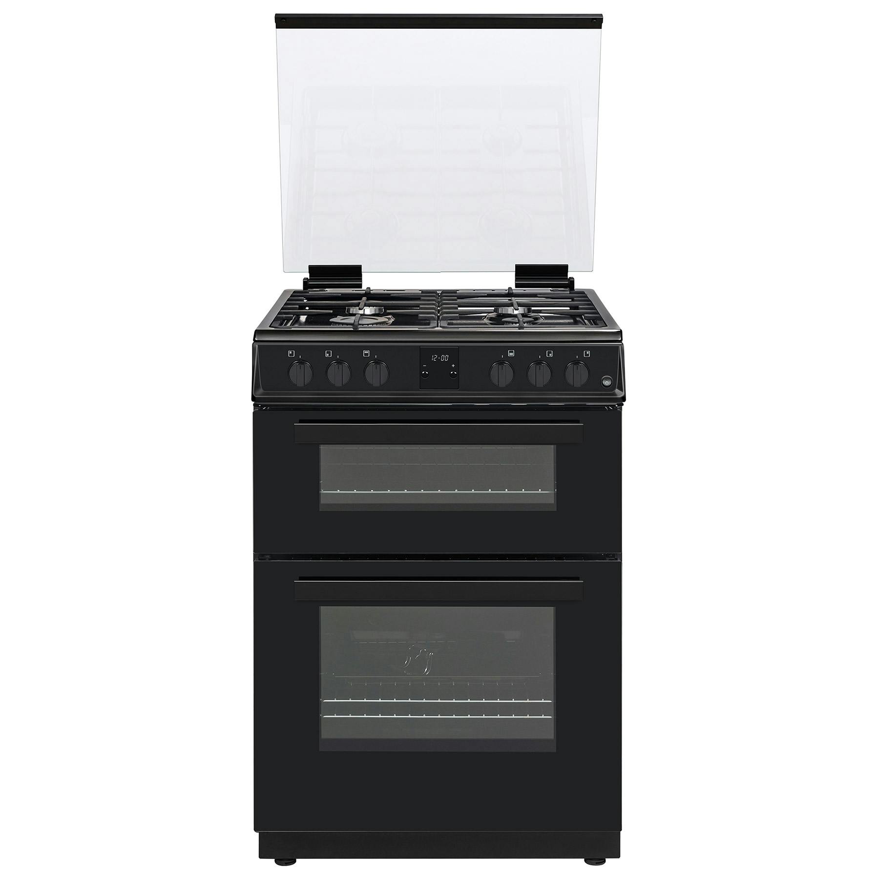 Black gas cooker 60cm 2024 with lid