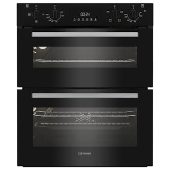 Indesit DUI10DB Built Under Electric Double Oven in Black Easy Clean En