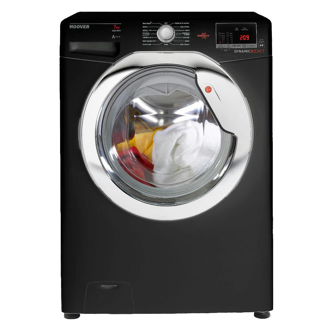 Hoover DXOC67C3B Washing Machine in Black, 1600rpm 7kg A+AA Rated