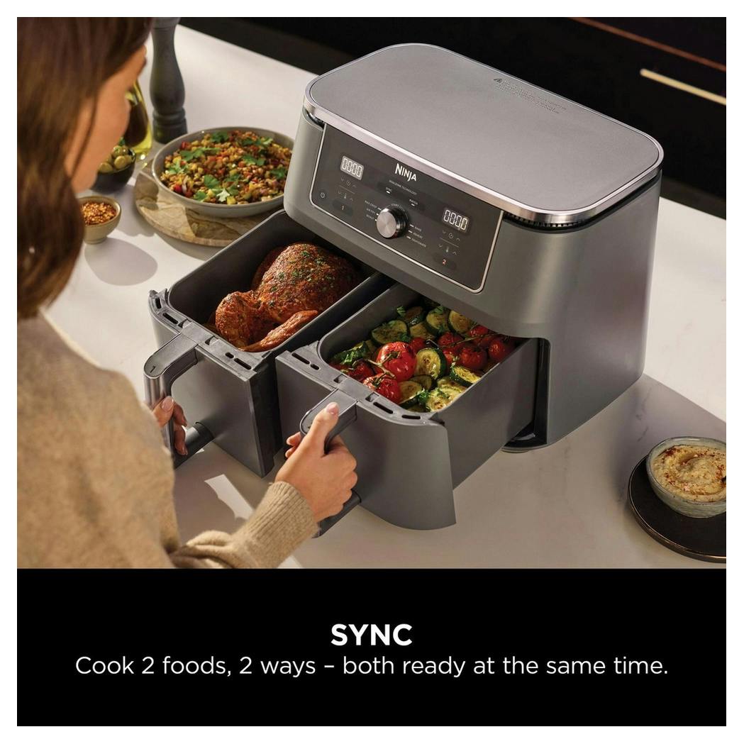 Panana Airfryer 8L Dual-Zone – 2x 4L Fächer, 2400W, 6-in-1 Funktionen (Frittieren, Backen, Trocknen Usw.)