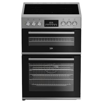 Beko EDC6731S 60cm Double Oven Electric Cooker in Silver Ceramic Hob
