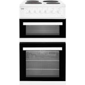 Beko EDP503W 50cm Double Oven Electric Cooker in White Solid Plate