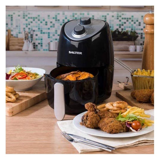 Salter EK2817 Compact Hot Air Fryer in Black/Silver- 2L 1000W