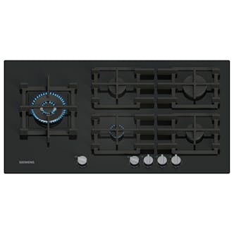 Siemens EP9A6MI40 IQ500 90cm 5 Burner Gas Hob in Black Glass Wok Burner