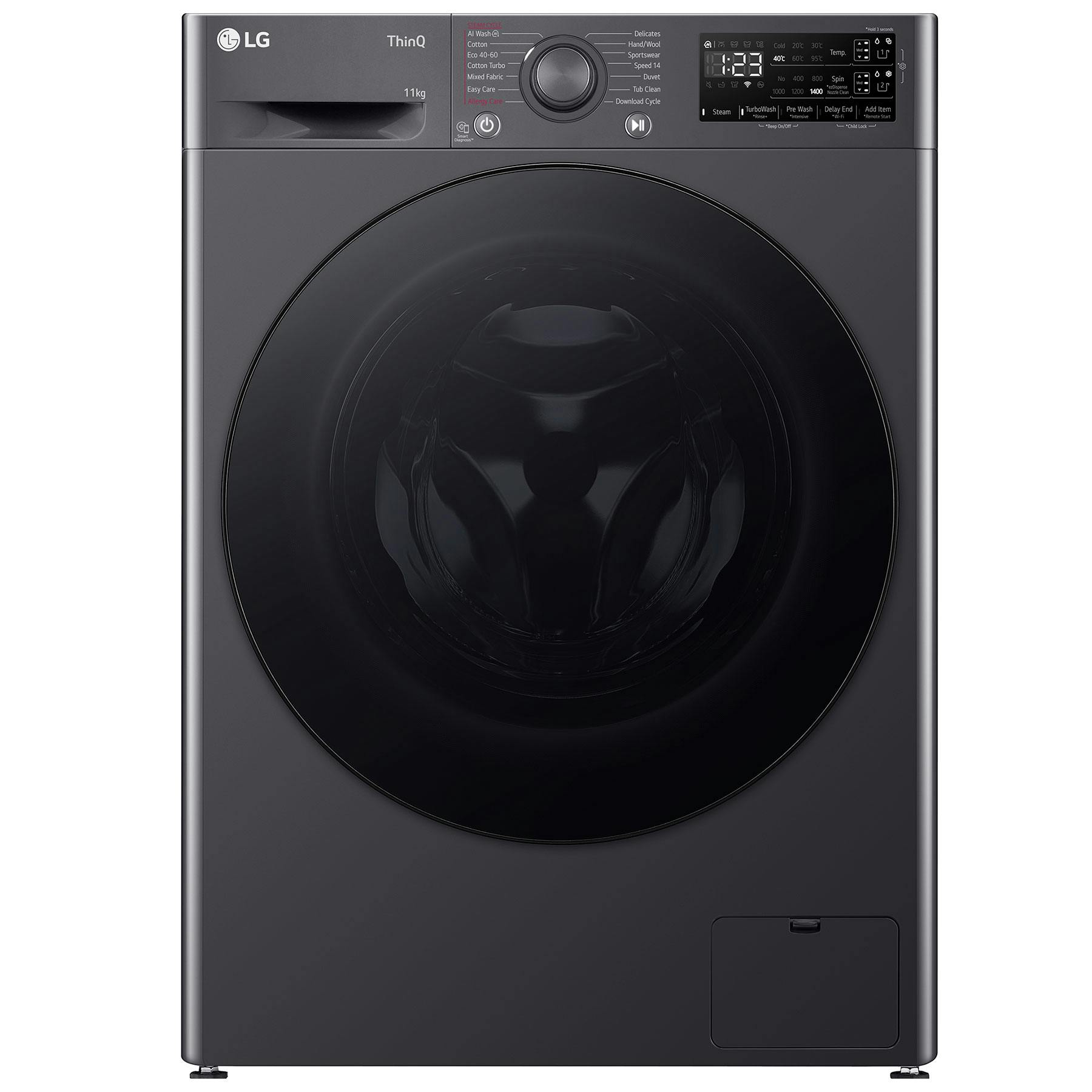 LG F4Y511GBLA1 11kg 1400 Spin Washing Machine in Slate Grey A Rated EZDispense Steam Technology