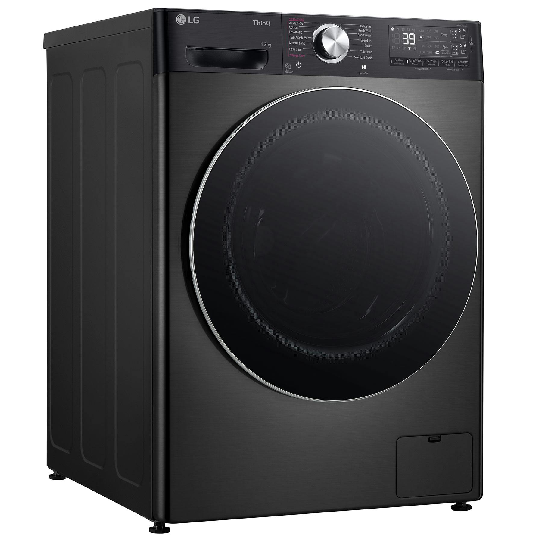 LG F4Y913BCTA1 13kg 1400 Spin Washing Machine in Black A Rated EZDispense Steam Technology