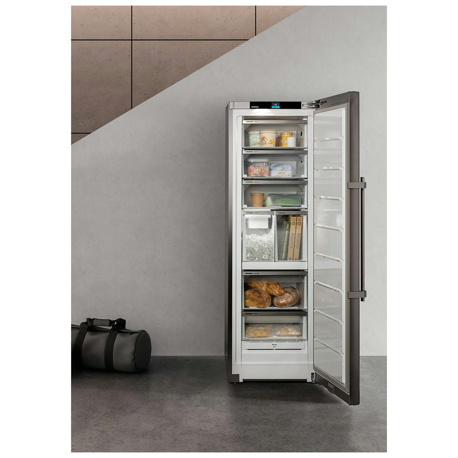 Liebherr FNSDD5297 60cm Tall NoFrost Freezer in Silver 1.85m Ice Maker