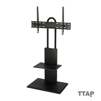  FS2-BLK Pedestal TV Stand with Shelf & VESA Mount in Black