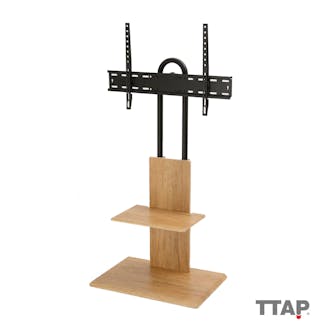  FS2-OAK Pedestal TV Stand with Shelf & VESA Mount in Oak