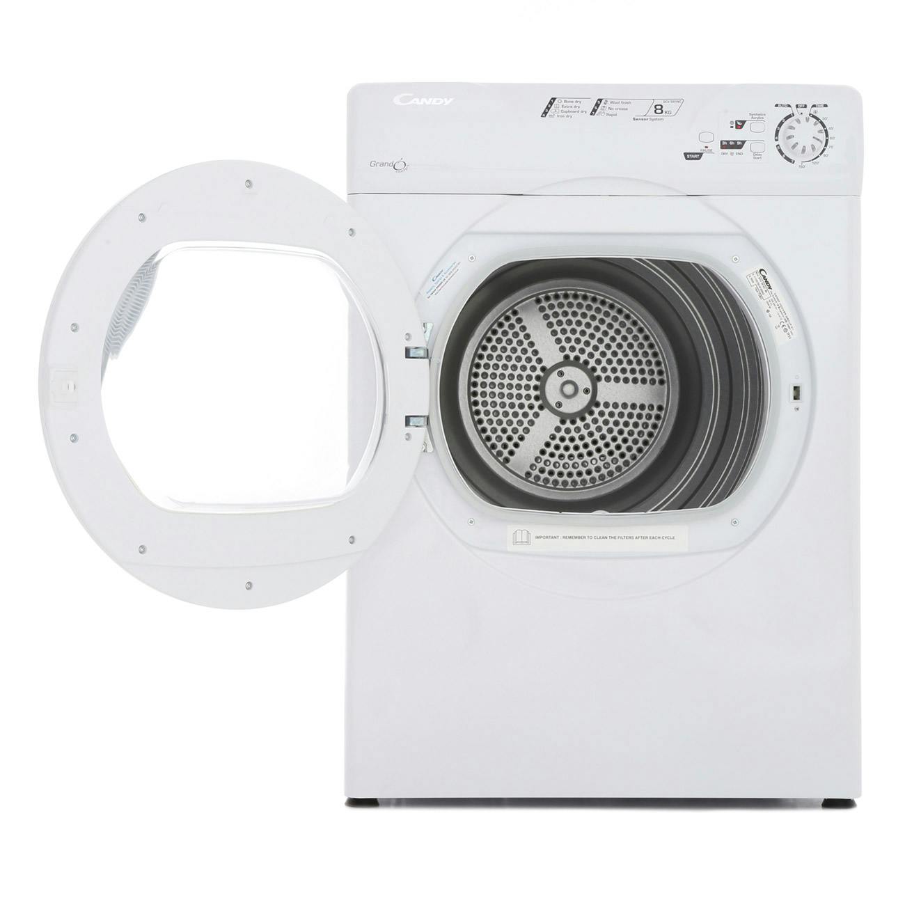 Candy Gcv581nc 8kg Vented Tumble Dryer In White Sensor Drying