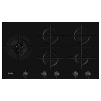 Whirlpool GOWL958NB 90cm 5 Burner Gas Hob in Black Glass 5kW Wok Burner