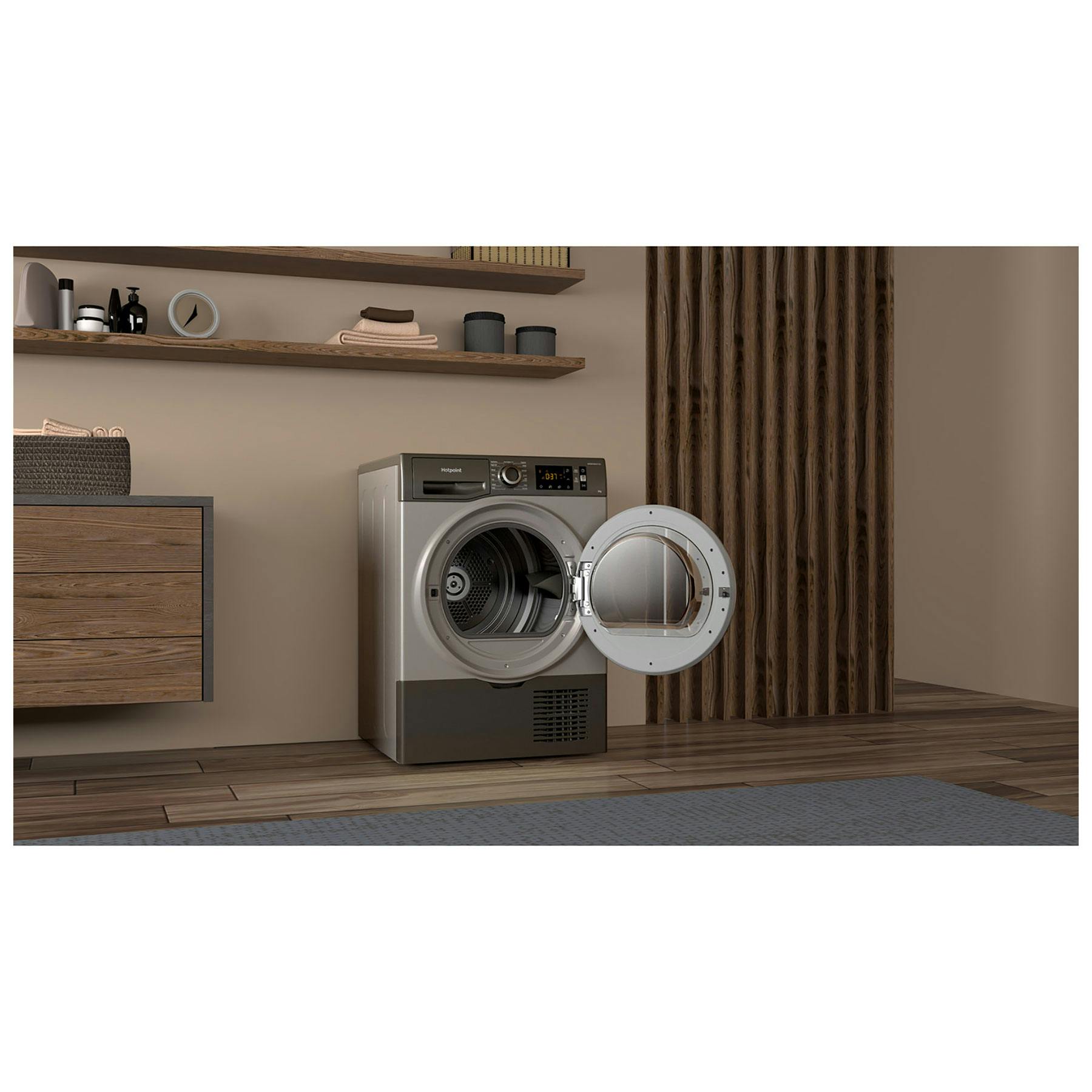 Hotpoint H3D81GSUK 8kg Condenser Dryer In Graphite B Rated Sensor