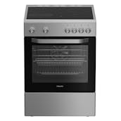 Indesit H6V5KMXUK 60cm Single Oven Electric Cooker in White 4 Zone Cerami