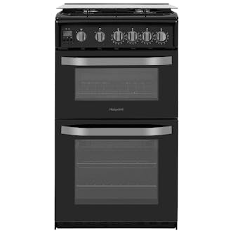 Hotpoint HD5G00CCBK 50cm Double Oven Gas Cooker in Black Catalytic Liners