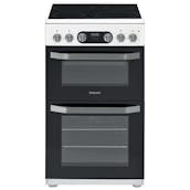 Hotpoint HD5V93CCW 50cm Double Oven Electric Cooker in White Ceramic Hob