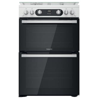 Hotpoint HD67G02CCW 60cm Double Oven Gas Cooker in White 84/42L
