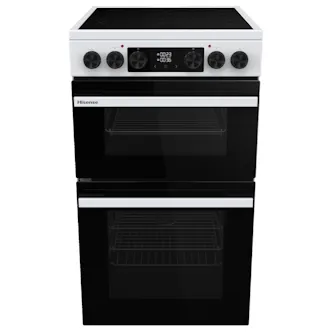 Hisense HDCEC5C10W 50cm Double Oven Electric Cooker in White Ceramic Hob w