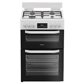 Hotpoint HDD6GDC2W 60cm Double Oven Dual Fuel Cooker with Glass Lid in Whi