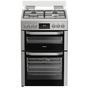 Hotpoint HDD6GDC2WX 60cm Double Oven Dual Fuel Cooker with Lid in Stainless