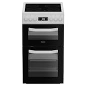 Hotpoint HDE5VDCW 50cm Double Oven Electric Cooker in White Ceramic Hob