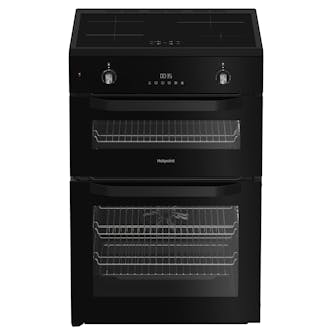 Hotpoint HDE6IDC2B1 60cm Double Oven Electric Cooker in Black Induction Hob