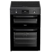 Hotpoint HDE6IDC2SA 60cm Double Oven Electric Cooker in Black Induction Hob