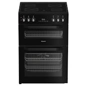 Hotpoint HDE6VDB1 60cm Double Oven Electric Cooker in Black Ceramic Hob