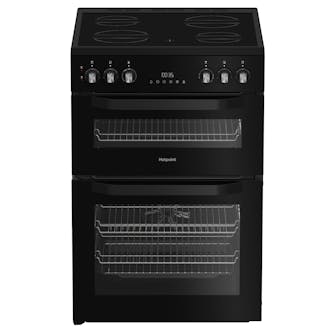 Hotpoint HDE6VDB1 60cm Double Oven Electric Cooker in Black Ceramic Hob