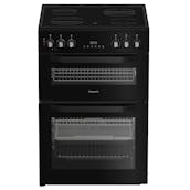 Hotpoint HDE6VDCASB 60cm Double Oven Electric Cooker in Black Ceramic Hob w