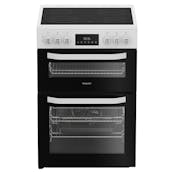 Hotpoint HDE6VDW 60cm Double Oven Electric Cooker in White Ceramic Hob