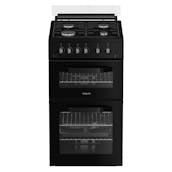 Hotpoint HDG5GCB 50cm Double Oven Gas Cooker with Glass Lid in Black 59/