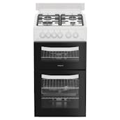 Hotpoint HDG5GCW 50cm Double Oven Gas Cooker with Glass Lid in White 59/