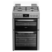 Hotpoint HDG5GDCX 50cm Double Oven Gas Cooker in Stainless Steel with Gla