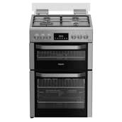 Hotpoint HDG6GDCWX 60cm Double Oven Gas Cooker with Glass Lid in Stainless