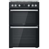 Hotpoint HDM67G0C2CB 60cm Double Oven Gas Cooker in Black Wok Burner