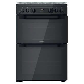 Hotpoint HDM67G0CCB 60cm Double Oven Gas Cooker in Black 84/42L