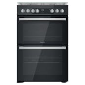 Hotpoint HDM67G9C2CSB 60cm Double Oven Dual Fuel Cooker in Black Gas Hob