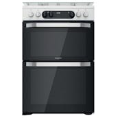 Hotpoint HDM67G9C2CW 60cm Double Oven Dual Fuel Cooker in White Gas Hob