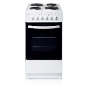 Haden HES50W 50cm Single Oven Electric Cooker in White Solid Plate