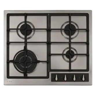 CDA HG6351SS 60cm Built-In 4 Burner Gas Hob in St/Steel Wok Burner