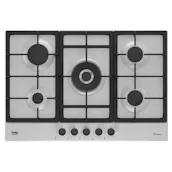 Beko HIAW75225SXE 75cm 5 Burner Gas Hob in Stainless Steel Includes Wok B