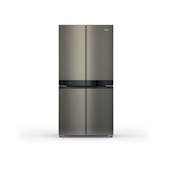 Hotpoint HQ9U1BL American 4 Door Fridge Freezer in Black Steel F Rated