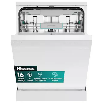 Hisense HS663A90WUK 60cm Dishwasher in White 16 Place Setting A Rated with