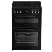 Hotpoint HTE6VDCB 60cm Twin Cavity Electric Cooker in Black Ceramic Hob