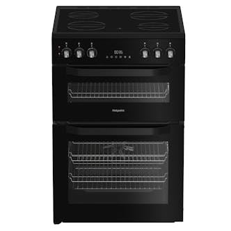 Hotpoint HTE6VDCB 60cm Twin Cavity Electric Cooker in Black Ceramic Hob