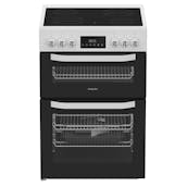 Hotpoint HTE6VDCW 50cm Twin Cavity Electric Cooker in White Ceramic Hob