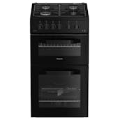 Hotpoint HTG5GCB 50cm Twin Cavity Gas Cooker in Black 59L