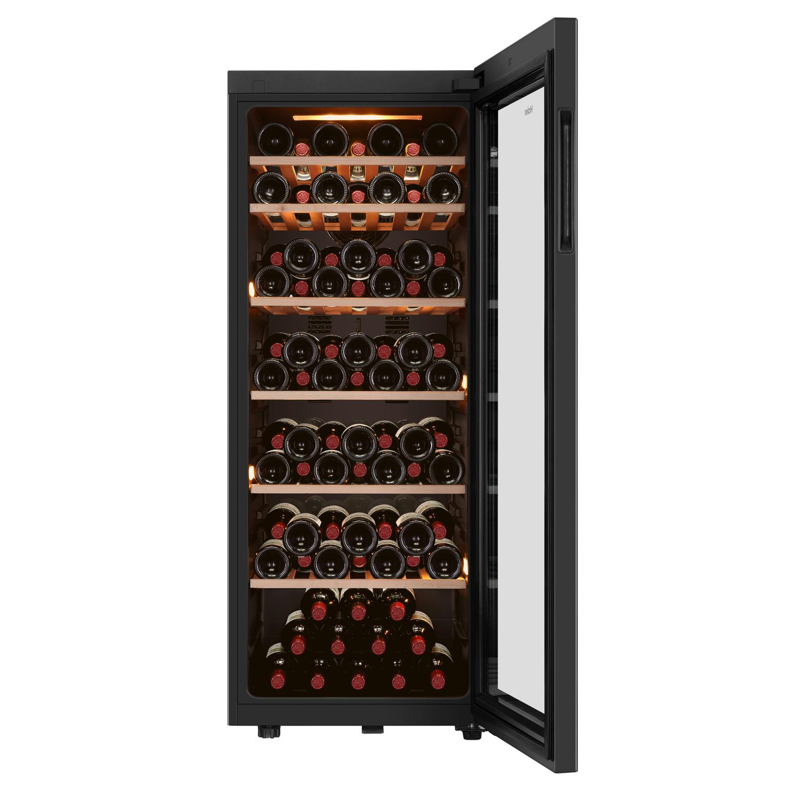 Haier Hws84gnf 50cm Wide Dual Zone Wine Cooler In Black 84 Bottle F