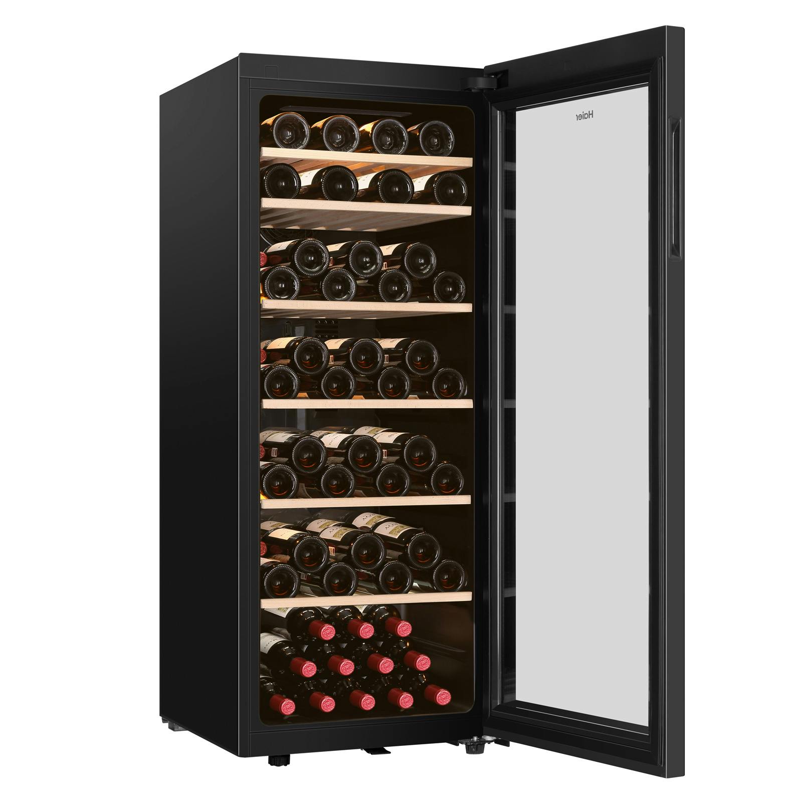 Haier Hws84gnf 50cm Wide Dual Zone Wine Cooler In Black 84 Bottle F