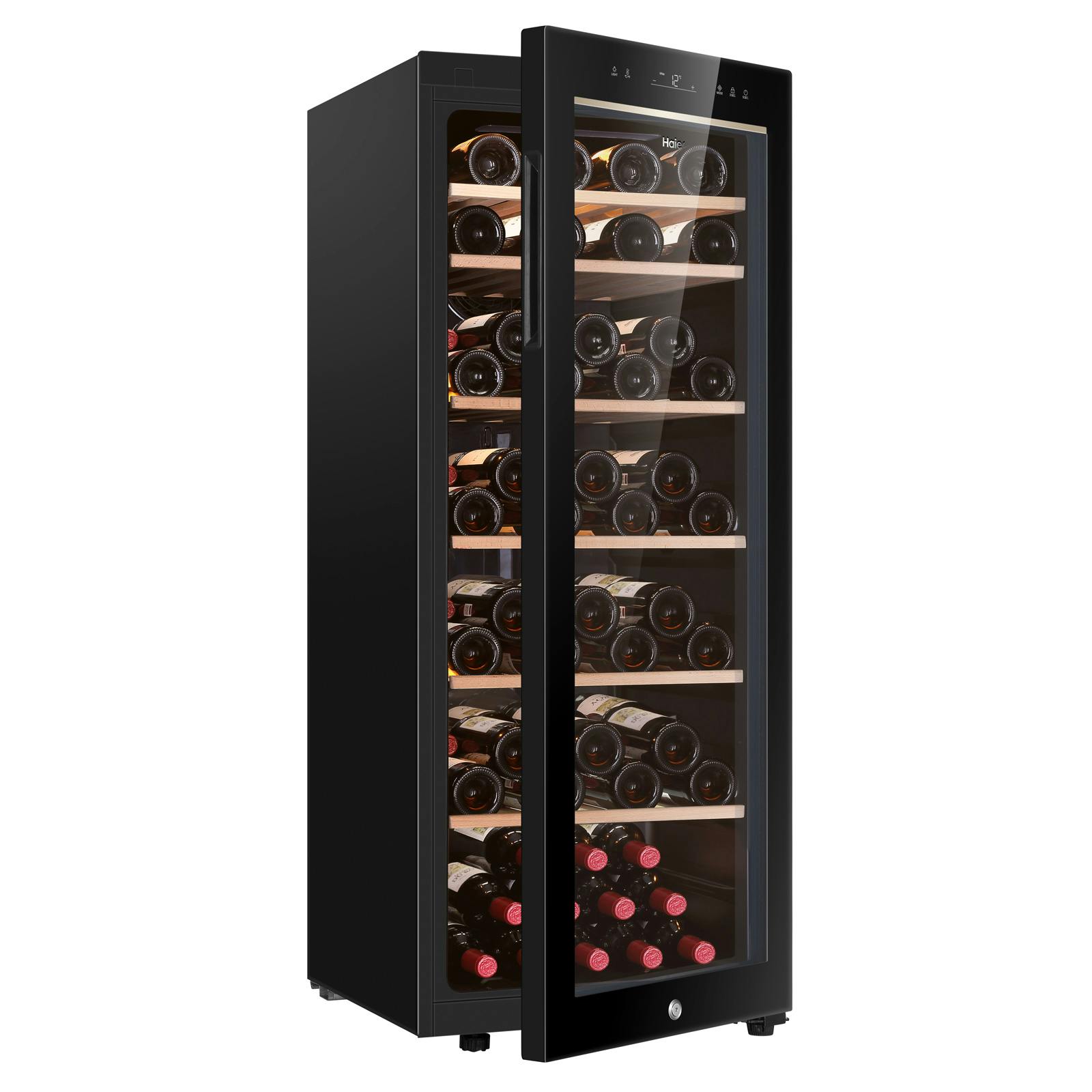 Haier Hws84gnf 50cm Wide Dual Zone Wine Cooler In Black 84 Bottle F